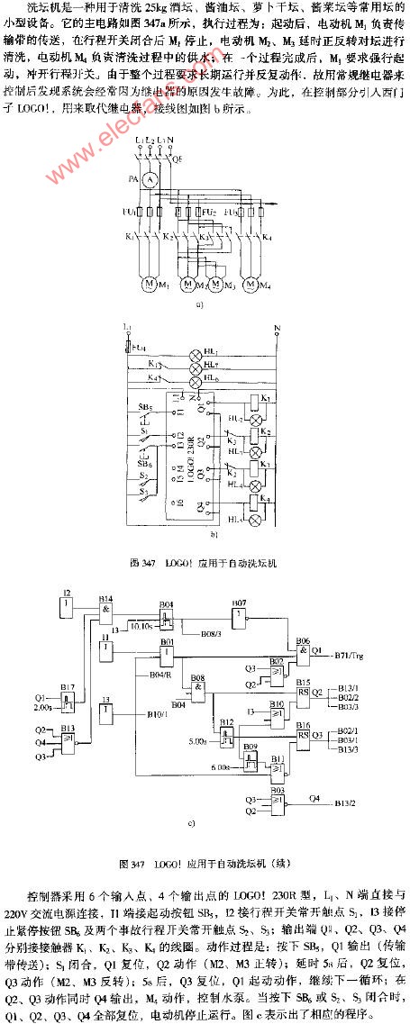 LOGO！应用于自动洗衣机坛机电路图