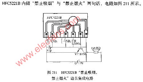 HFC5221B“禁止吸烟，禁止烟火”语言集成电路图