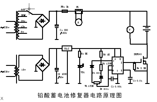 铅酸电池修复器电路原理图