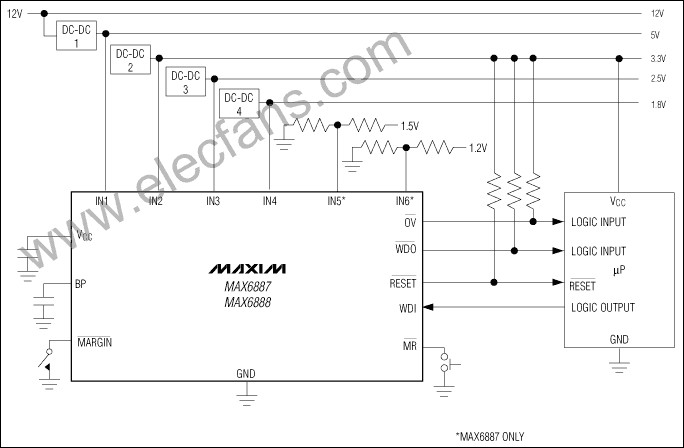 MAX6887, MAX6888应用电路