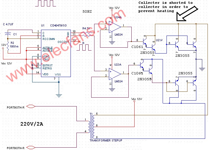 直流12V转220V交流逆变器电路图 (500W)