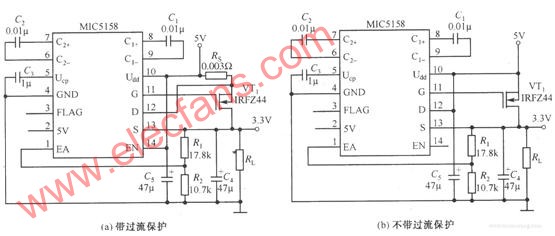 MIC5158组成的5V输入、3.3V/10A输出的线性稳压