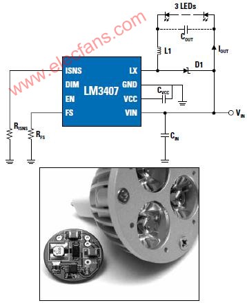 采用LM3407的MR16照明系统解决方案