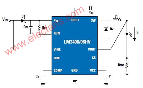 LM3406/LM3406HV 应用电路