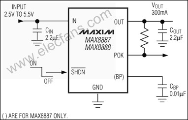 MAX8887, MAX8888应用电路