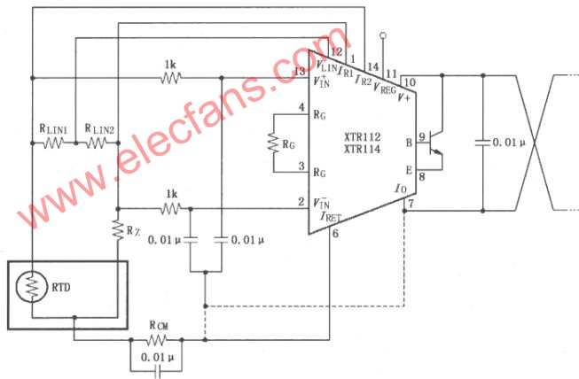 包含线性化的输入旁路电路(XTR112/XTR114)