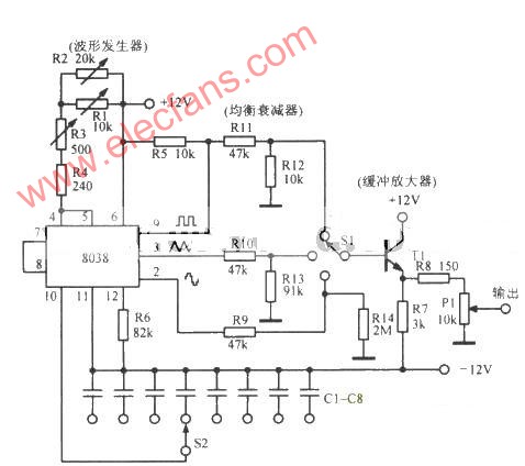 三种波形函数振荡器电路