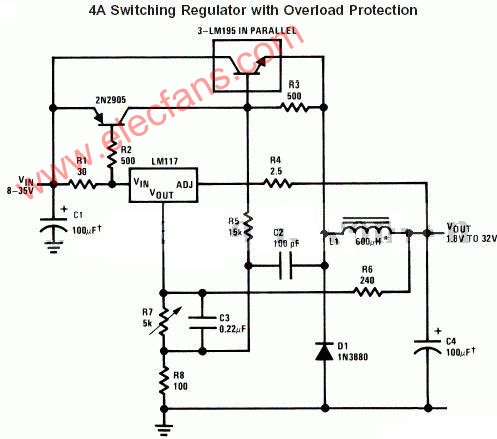4A switching regulator with ov