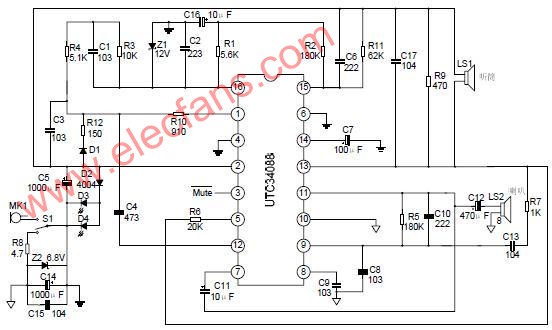 UTC34088应用电路 (双极型线性集成电路)