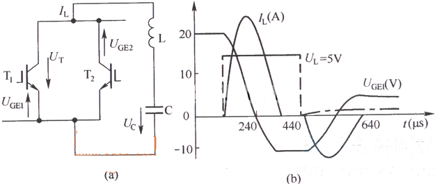 两个反向阻断型IGBT反向并联时的电路和关断波形电路