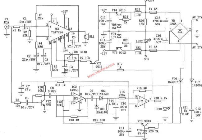 TDA7294给有源低音炮功放增加待机功能