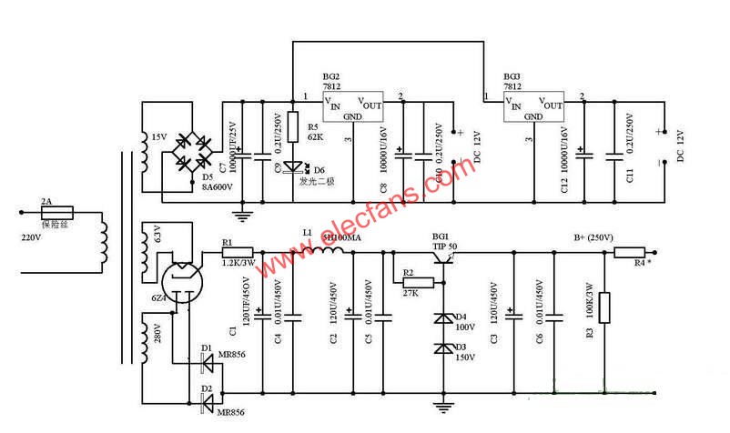电子管前级电源电路图