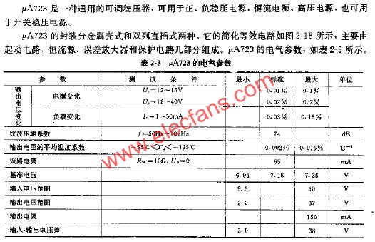 线性集成稳压器μA723