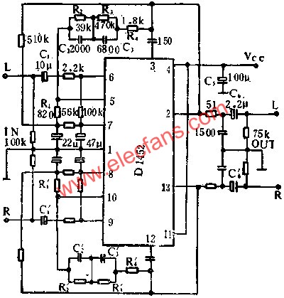 D1452双声道音频前置放大电路的应用  www.elecfans.com