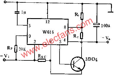 W616负电压输出应用线路图  www.elecfans.com