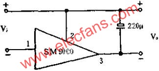 SM9000系列集成稳压模块的典型应该线路图  www.elecfans.com