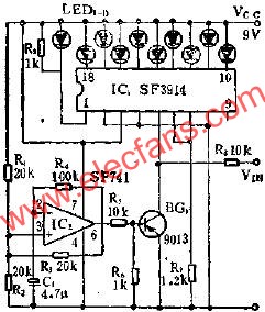 省电闪光点图指示器的应用电路图  www.elecfans.com