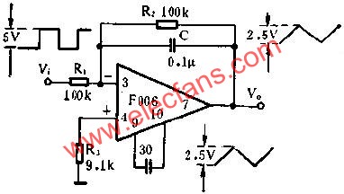 方波转换成三角波电路图  www.elecfans.com