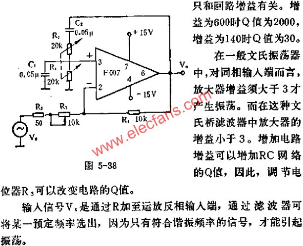 Q值、频率可调滤波器电路图  www.elecfans.com