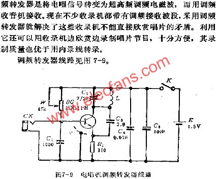 电唱机调频转发器电路  www.elecfans.com