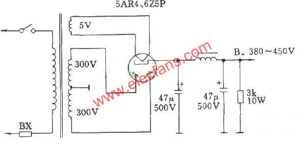 高压电子管整流电路  www.elecfans.com