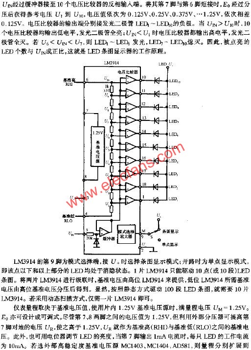 LM3914的内部框图  www.elecfans.com