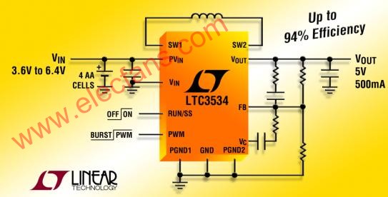 ltc3534应用电路 (升压转换器-输出5V 500mA)