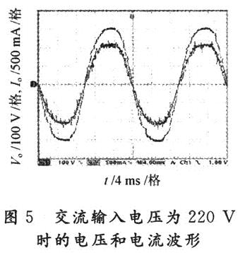 交流输入电压为220V时的电压和电流波形