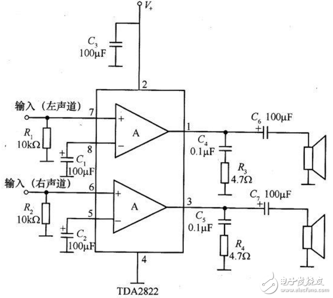 tda2822功放电路图