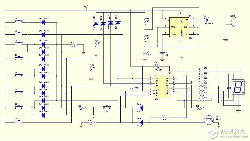 基于cd4511的八路抢答器电路