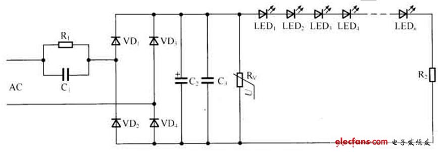 压敏电阻构成的LED驱动电路