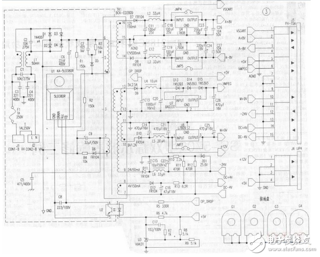 DVD开关电源电路图大全（厦新8156/蓝光DVD/杰科/大宇DVD电源电路详解）