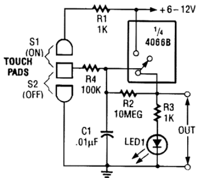 cd4066控制继电器电路图（CMOS集成块/CD40157/触摸开关电路详解）