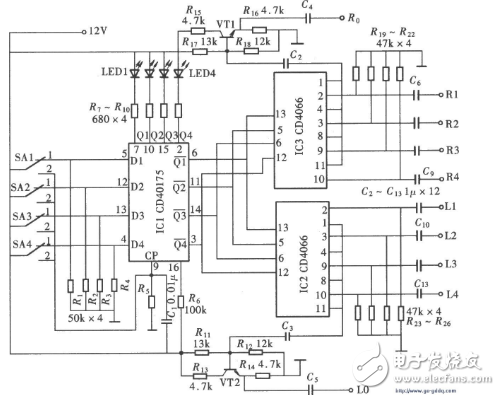 cd4066控制继电器电路图（CMOS集成块/CD40157/触摸开关电路详解）