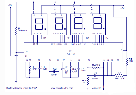 icl7107电压表电路图（五款icl7107电压表电路设计图详解）