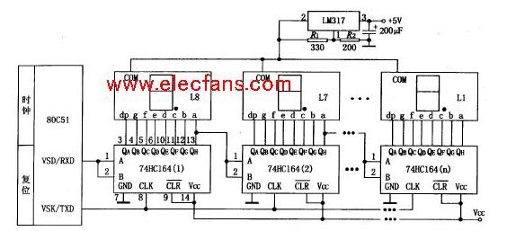 74hc164如何驱动数码管（74hc164工作原理_内部电路图及应用电路图）