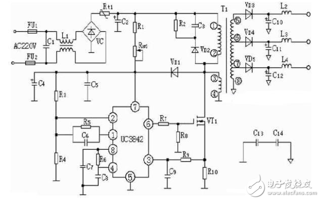 PWM芯片uc3842应用电路图汇总（开关电源电路/充电器电路/PWM控制器）