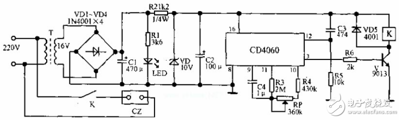 用CD4060制作闪光报警电路_cd4060应用电路图