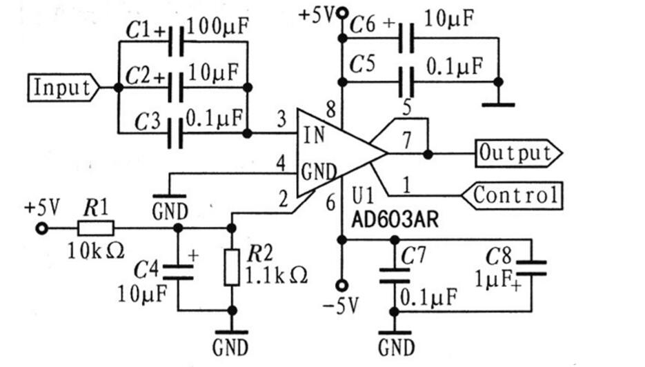 ad603应用电路图大全（ad603检测电路/放大电路/AGC电路）