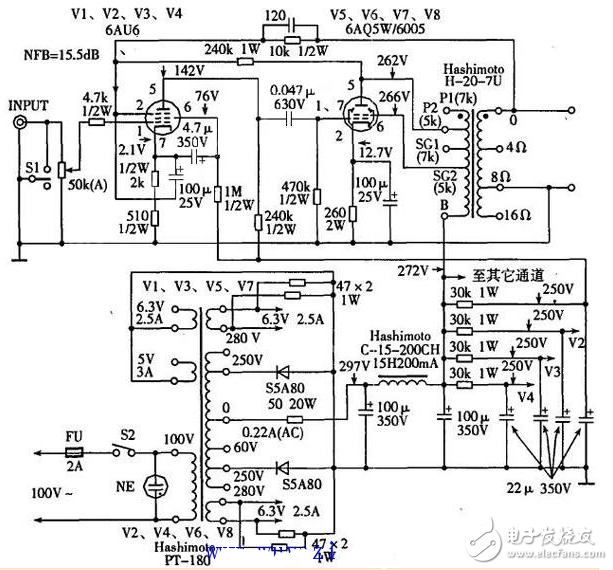 7905稳压电源电路图大全（LM7905/线性稳压电源/直流稳压/三端稳压器）