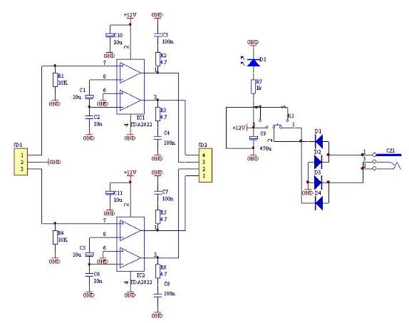 tda2822m制作BTL立体声小功放