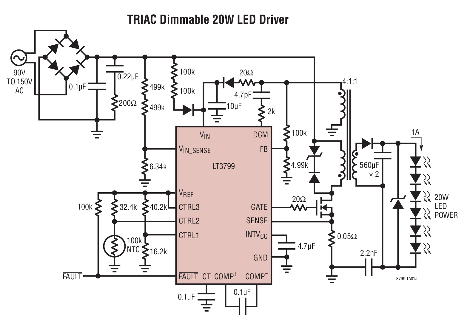 LT3799产品特点,LT3799参数性能,