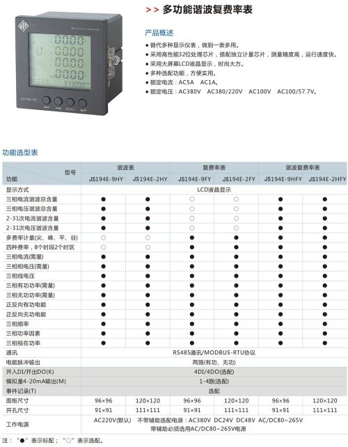 多功能谐波表产品特点 多功能谐波表技术参数